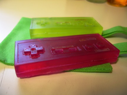 NES Nintendo game controller soap, pink, scented with dragon's blood